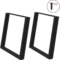vidaXL Esstischbeine U-Form 2 Stk. Schwarz 100x(72-73) cm Stahl