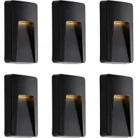 QAZQA Set mit 6 schwarzen rechteckigen Außenwandleuchten inkl. LED IP65 - Gem