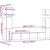 vidaXL 6-tlg. TV-Schrank-Set Wandmontage Artisan-Eiche Holzwerkstoff