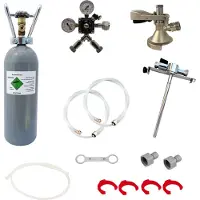 Ich-zapfe Zubehörpaket für Kontakt 2-leitig mit 1x 5 Liter Adapter, hochwertige Metallausführung mit Bierabstellhahn, 1x Flach Zapfkopf und 2 kg Co2 Flasche