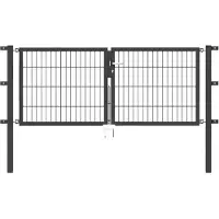 GAH Alberts Zaundoppeltür ALBERTS "Flexo", grau (anthrazit), B:200cm H:80cm, Stahl, Tore, Zaundoppeltür, 200 cm Breite, in versch. Höhen