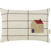 Nobodinoz Dekokissen Vibes Rect. Cushion Linen S Black Grid Home (33 x 23 cm)