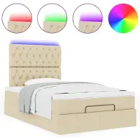 vidaXL Ottoman-Bett mit Matratze & LEDs Creme 120x200 cm Stoff
