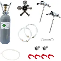 Ich-zapfe Zubehörpaket für Kontakt 2-leitig mit 2x 5 Liter Adapter, hochwertige Metallausführung mit Bierabstellhahn und 2 kg Co2 Flasche