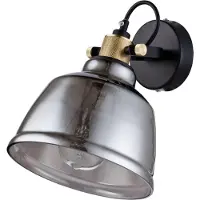 Licht-Erlebnisse Wandleuchte Metall Rauchglas verstellbar Schwarz Rauchgrau E27 Wandlampe