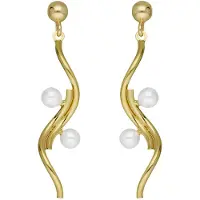 Victoria Cruz A4765-00DT Damen-Ohrringe Milan Goldfarben mit Perlen