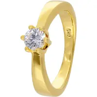 Trendor 68708 Damenring mit Zirkonia 925 Silber Goldplattiert