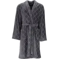 Vossen Herrenbademantel "Barron, ideal für Sauna & Spa, Hotelbademantel, Morgenmantel" Gr. XXL, grau (graphit), L:120cm, Webvelours, Hausmäntel, Herrenbademantel, mit Schalkragen, Rautendesign