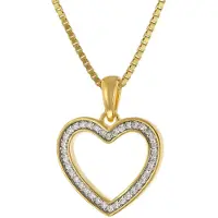 Trendor 41210 Damen-Halskette Herz-Anhänger mit Zirkonia 15 mm Gold auf Silber