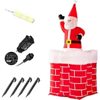 Monzana Aufblasbarer Weihnachtsmann im Schornstein, bewegt sich auf und ab, mit LED-Beleuchtung