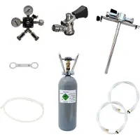 Ich-zapfe Zubehörpaket 4 mit 1x 5L Profi Adapter und 1x Köpi Zapfkopf, 7mm Bierschlauch und 2,0 kg CO2 für 2-leitige Zapfanlagen