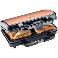 Bestron Sandwichmaker "ASM90XLCO XL Sandwich-Toaster", 900 W, antihaftbeschichtet, für 2 Sandwiches, Schwarz/Kupfer
