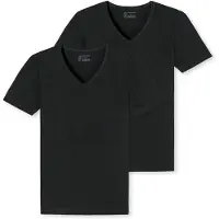 Schiesser T-Shirt Herren 173982 Black (2er Set)-L