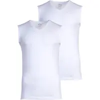 Ragman Herren Unterhemden, 2er Pack - Shirt, Baumwolle, V-Ausschnitt, einfarbig