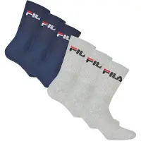 FILA Unisex Socken, 6er Pack - Crew Socks, Frottee, Tennis, Sport (2x 3 Paar)