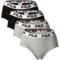 FILA Damen Hipster - 4er Pack Slip, Logo-Bund, Cotton Stretch, einfarbig
