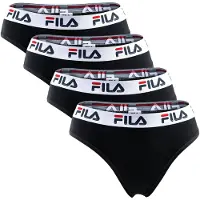 FILA Damen Brazilian Slip - 4er Pack, Logo-Bund, Cotton Stretch, einfarbig