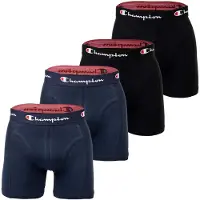Champion Boxershorts "Boxershort 4er Pack", Herren, Gr. L, blau (blau, schwarz), Obermaterial: 95% Baumwolle CO. 5% Elasthan EL., Unterhosen Boxershorts