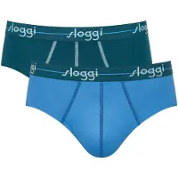 Sloggi Slip "Slip Start midi C2P box 2er Pack", Herren, Gr. M, blau, Obermaterial: 96% Baumwolle CO. 4% Elasthan EL., Unterhosen Slip