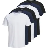 Jack & Jones JACK&JONES Herren T-Shirt, 6er Pack - JJEORGANIC BASIC TEE O-NECK, Kurzarm, Bio-Baumwolle