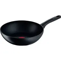 Tefal Black Stone Wokpfanne 28 cm, Induktion, Kratzfeste Antihaftbeschichtung, Thermo-Signal