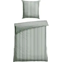 Schiesser Bettwäscheset Marie | Gestreift | Renforcé | 2-teilig | 100% Baumwolle | Angenehm weich & glatt | YKK-Reißverschluss | 135x200 cm + 80x80 cm | Dunkelgrün