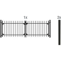 Alberts Zaundoppeltür "Chaussee" Breite: 300 cm, Höhe: 100 und 120 cm