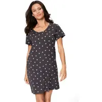 s.Oliver Sleepshirt , Damen, Gr. 32/34, N-Gr, beige (ecru), Single Jersey, Obermaterial: 50% Baumwolle, 50% Viskose, ca. Mitte Oberschenkel, Rundhals, angeschnitten, Kleider Sleepshirt, mit Herzmotiven