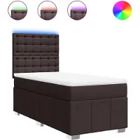 vidaXL Boxspringbett mit Matratze Dunkelbraun 90x200 cm Stoff