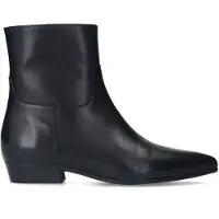 Manfield Schwarze Lederstiefeletten | Größe 39