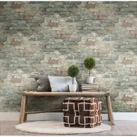 RoomMates RMK11080WP Tapete Brick Alley , abziehbar und aufklebbar, 63,2 x 49,9 m, Blaugr n
