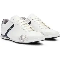 BOSS für Herren. 50498282 Saturn Lederschuhe weiß (41), Wohnung, Schnürsenkel, Lässig
