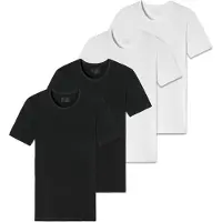 Schiesser T-Shirt "T-Shirt 2PACK T-shirt 4er Pack", Herren, Gr. L, schwarz (schwarz, weiß), Obermaterial: 95% Baumwolle CO. 5% Elasthan EL., Shirts T-Shirt