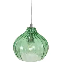 Beliani Hängeleuchte Smaragdgrün Glas Glockenform 1-Flammig Runder Schirm Kugelform Pendelleuchte Retro-Design Schlaf- u. Wohnzimmer Ausstattung