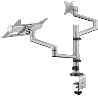 MonLines MTH016S Monitorhalter und Laptop Halterung mit Tischklemme, silber
