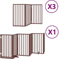 vidaXL 15-tlg. Hundetor mit Tür Faltbar Braun 750 cm Pappelholz