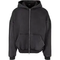 Urban Classics moderner Herren Hoodie große Kapuze Reißverschluss 360 g/m² mit Baumwolle Schwarz