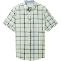 Tom Tailor Herren Kurzarm Hemd CHECKED SLUBYARN - Regular Fit - Light green multicolor check 34701 - L