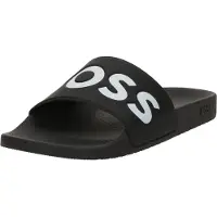 BOSS Eleganter Herrenpantoffel Schwarz: Bequeme Ciabatta mit Logodruck