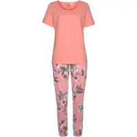 Vivance Pyjama mehrfarbig Gr. 32/34 für Damen. Rundhals und Allover-Druck. Bequem. Nachhaltig.