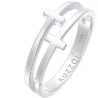 KUZZOI Ring Herren Kreuz Double 925 Silber Kuzzoi Silber