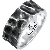 KUZZOI Ring Herren Bandring Geschmiedet Used Look 925 Silber Kuzzoi Grau