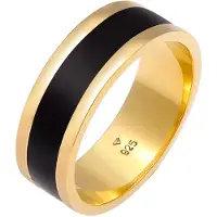 KUZZOI Ring Herren Bandring Basic Geo Emaille Casual 925 Silber Kuzzoi Gold