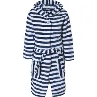 Playshoes Fleece-Bademantel Ringel maritim in Marine/weiß | Gr.: 146/152