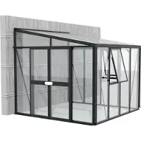 Pergart Vitavia, Aktionsangebot (inkl. 100 Euro Zubehör): Anlehn-Gewächshaus "Helena 7000", schwarz, 7,0 m², 3 mm ESG, 10 mm HKP
