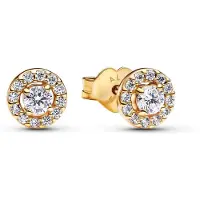 Pandora 263019C01 Damen-Ohrringe Runder Pavé Heiligenschein Goldfarben