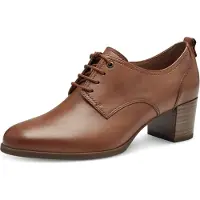 Tamaris Damen Schnürschuh aus Leder mit elegantem Blockabsatz 1-23307-42, Größe:39 EU, Farbe:Braun