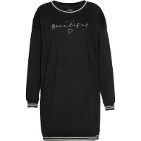 Vivance Nachthemd DREAMS, Damen, Gr. 32/34, N-Gr, schwarz, Single Jersey, Obermaterial: 100% Baumwolle, unifarben, Basic, bequem kurz, Rundhals, Rippbündchen, Kleider Nachthemd, mit Ripp-Abschlüssen