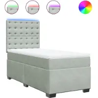 vidaXL Boxspringbett mit Matratze Hellgrau 80x200 cm Samt