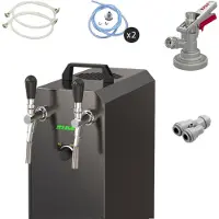Ich-zapfe Komplett Set - Zapfanlage, Bierzapfanlage STREAM 50K mit Luftpumpe Bierkoffer, Durchlaufkühler 2-leitig Trockenkühler, bis zu 55 Liter/h - BLACK EDITION, Zapfkopf:Dreikant,Zapfkopf 2:ohne